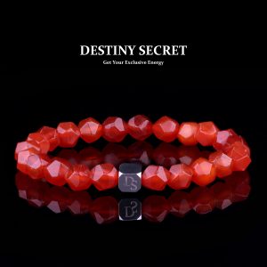 Genuine Carnelian Faceted 8mm Bead Men's Beaded Bracelet 01 Destiny Secret