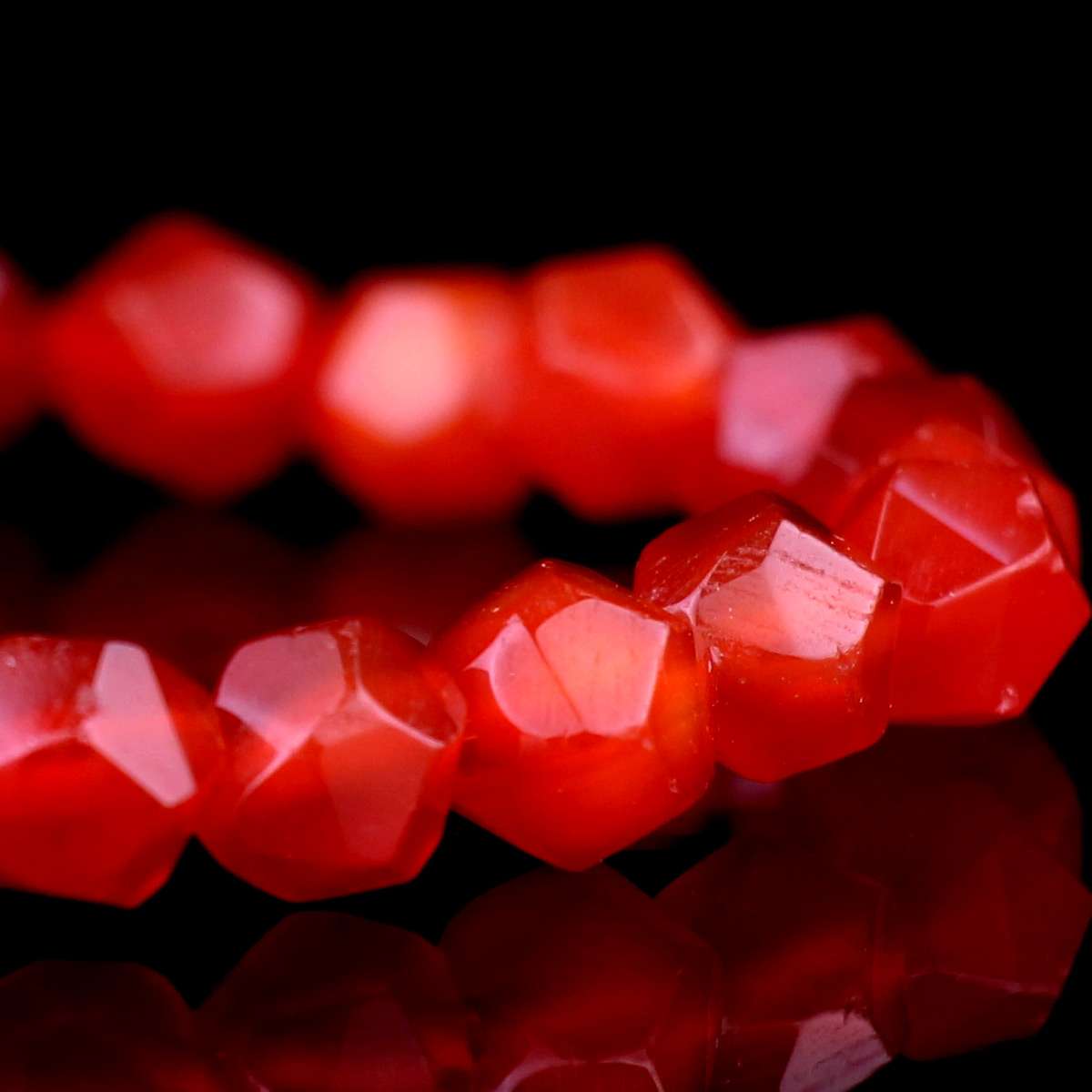 Genuine Carnelian Faceted 8mm Bead Men's Beaded Bracelet 02 Destiny Secret