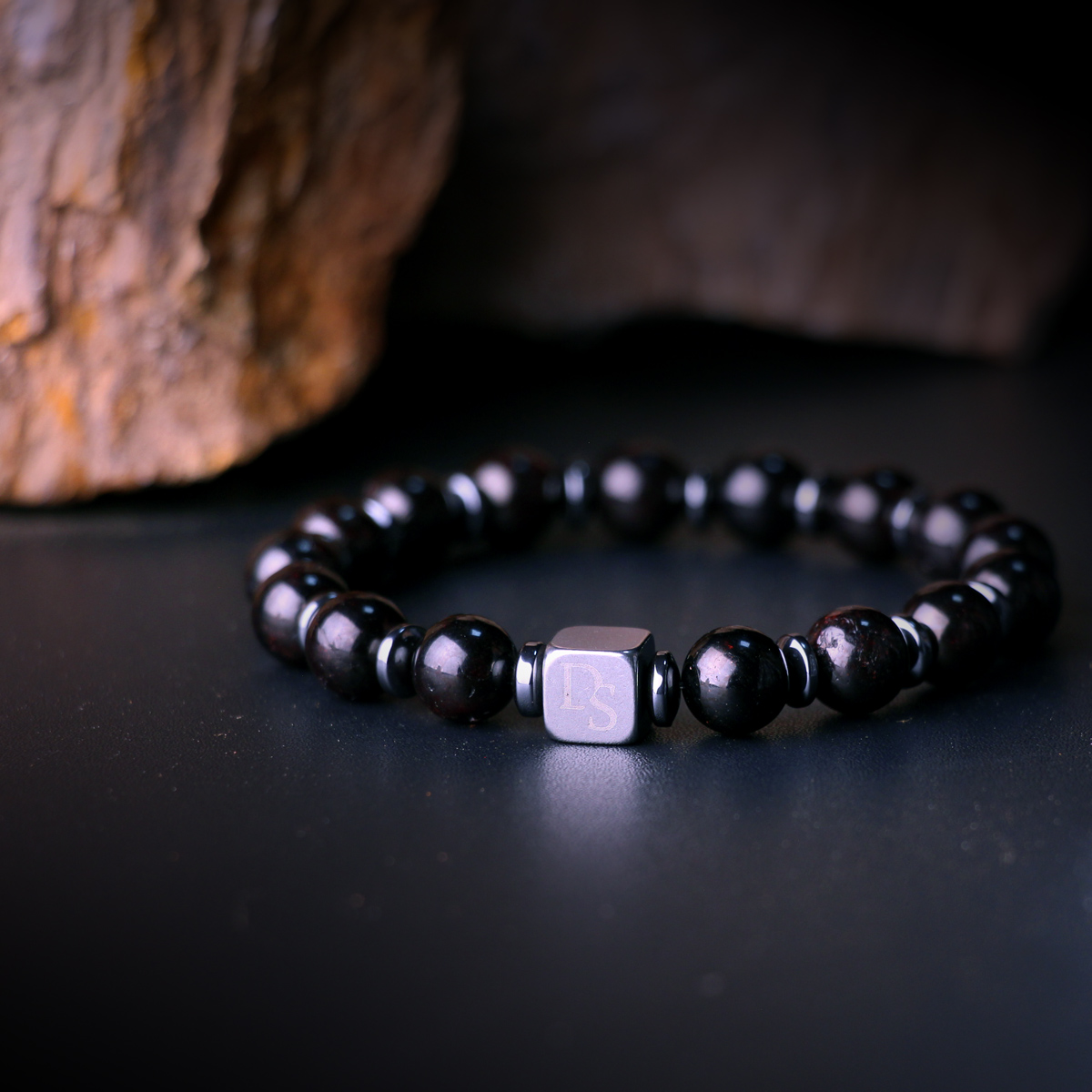 Genuine Garnet 8mm Bead Men's Beaded Bracelet 04 Destiny Secret