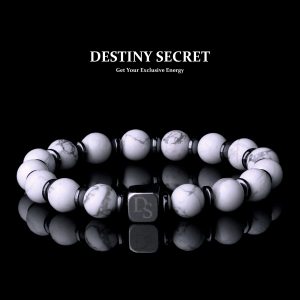 White Turquoise 8mm Beads Men's Beaded Bracelet 01 Destiny Secret