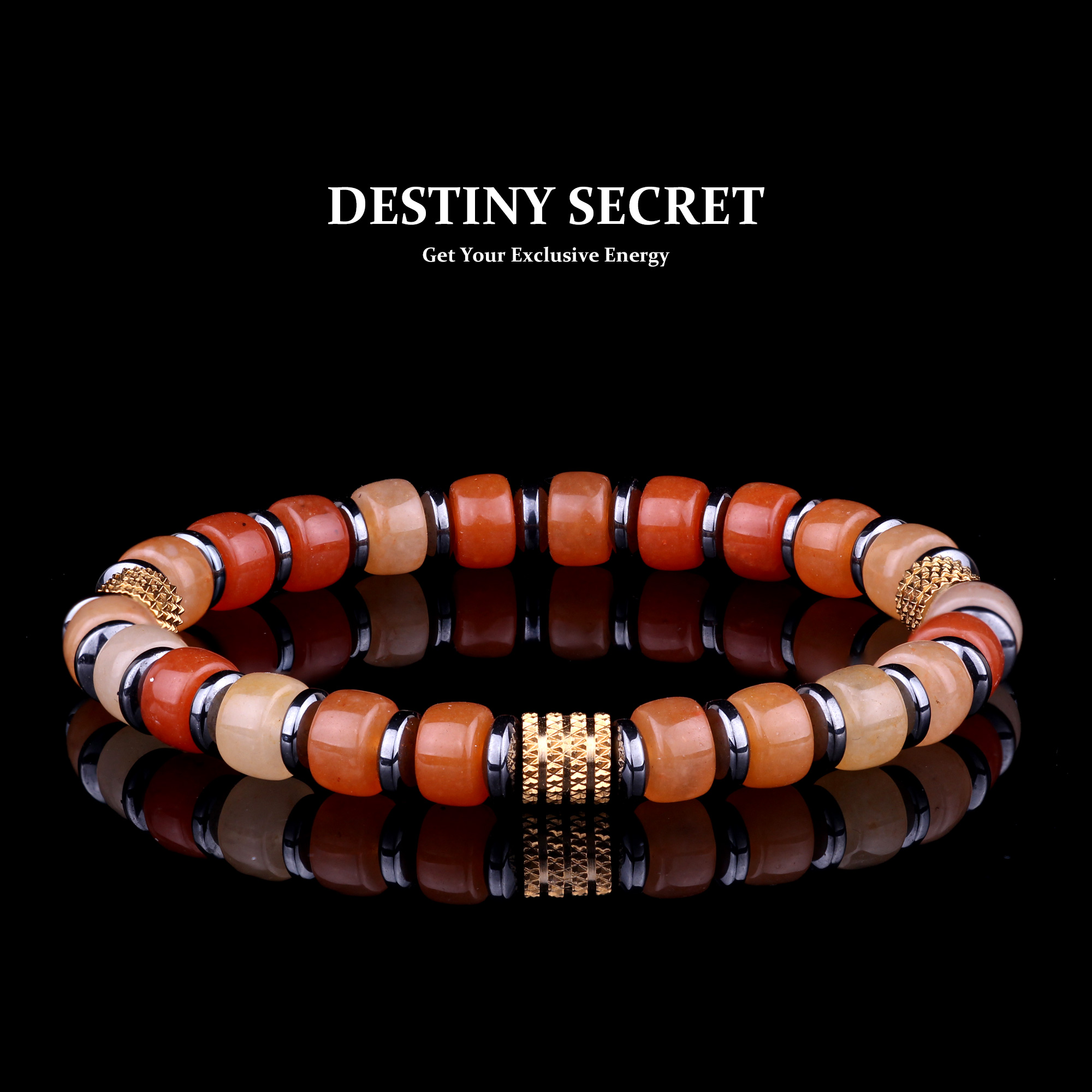 Genuine Red Aventurine 7mm Bead Men's Beaded Bracelet 01 Destiny Secret