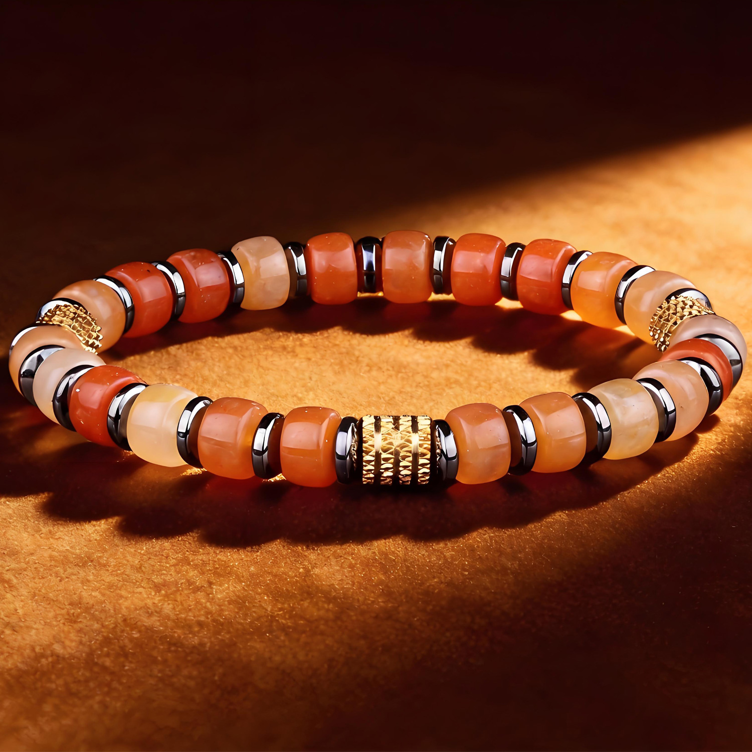 Genuine Red Aventurine 7mm Bead Men's Beaded Bracelet 02 Destiny Secret