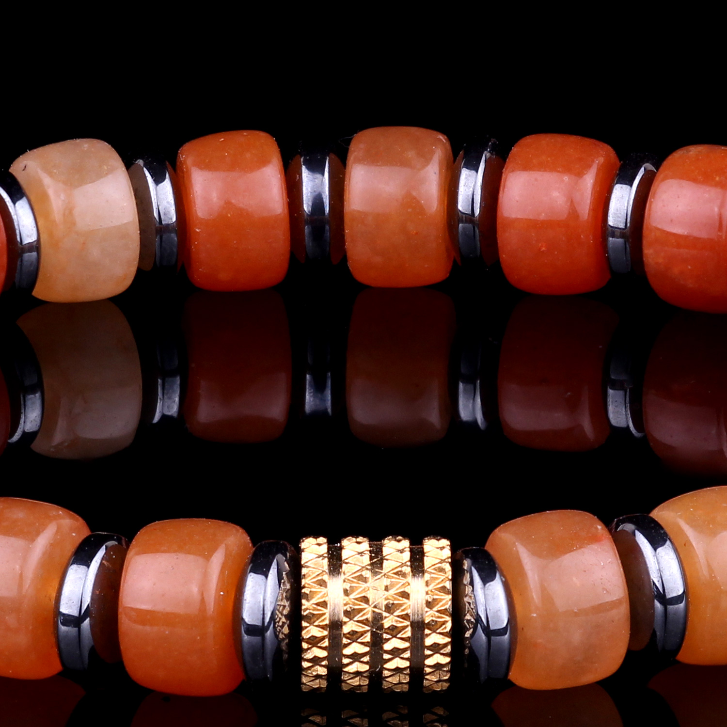 Genuine Red Aventurine 7mm Bead Men's Beaded Bracelet 03 Destiny Secret