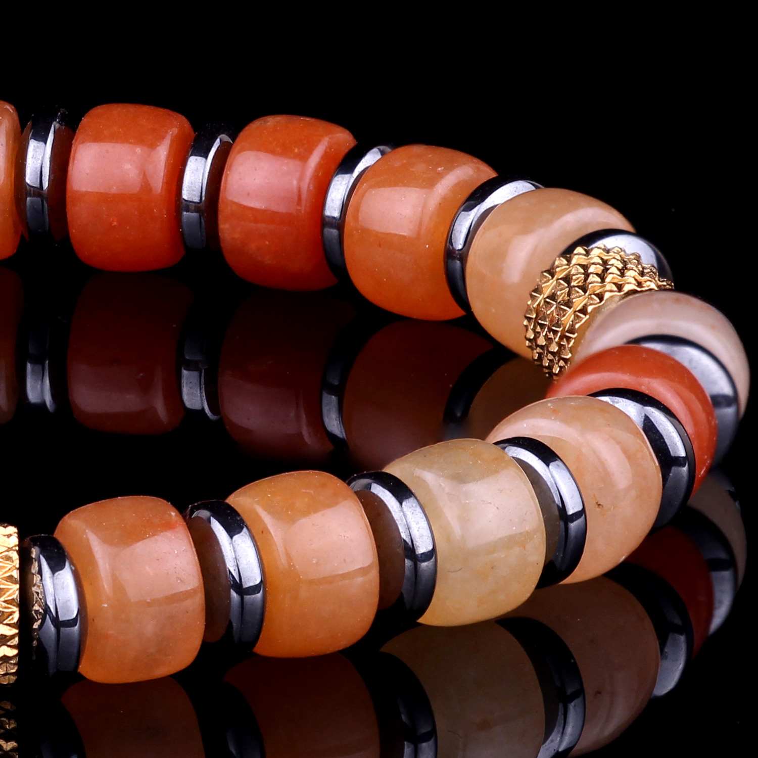 Genuine Red Aventurine 7mm Bead Men's Beaded Bracelet 04 Destiny Secret