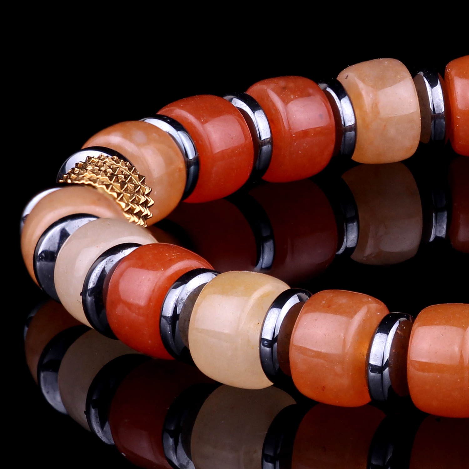 Genuine Red Aventurine 7mm Bead Men's Beaded Bracelet 05 Destiny Secret