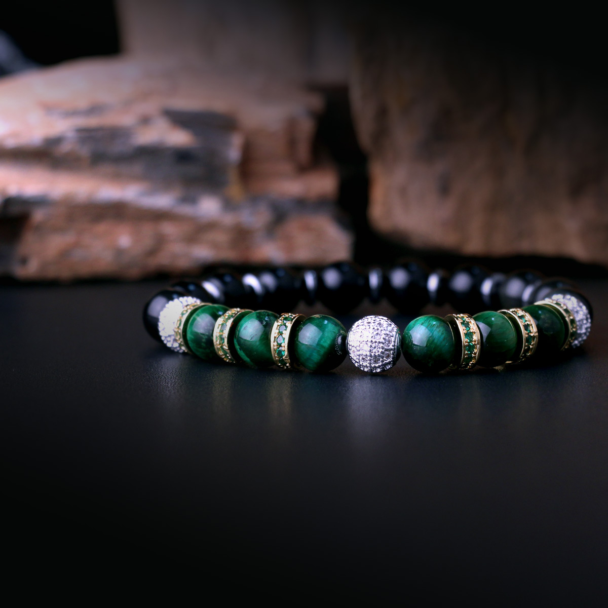 Obsidian and Tiger Eye Bracelet (8mm) - Image 3