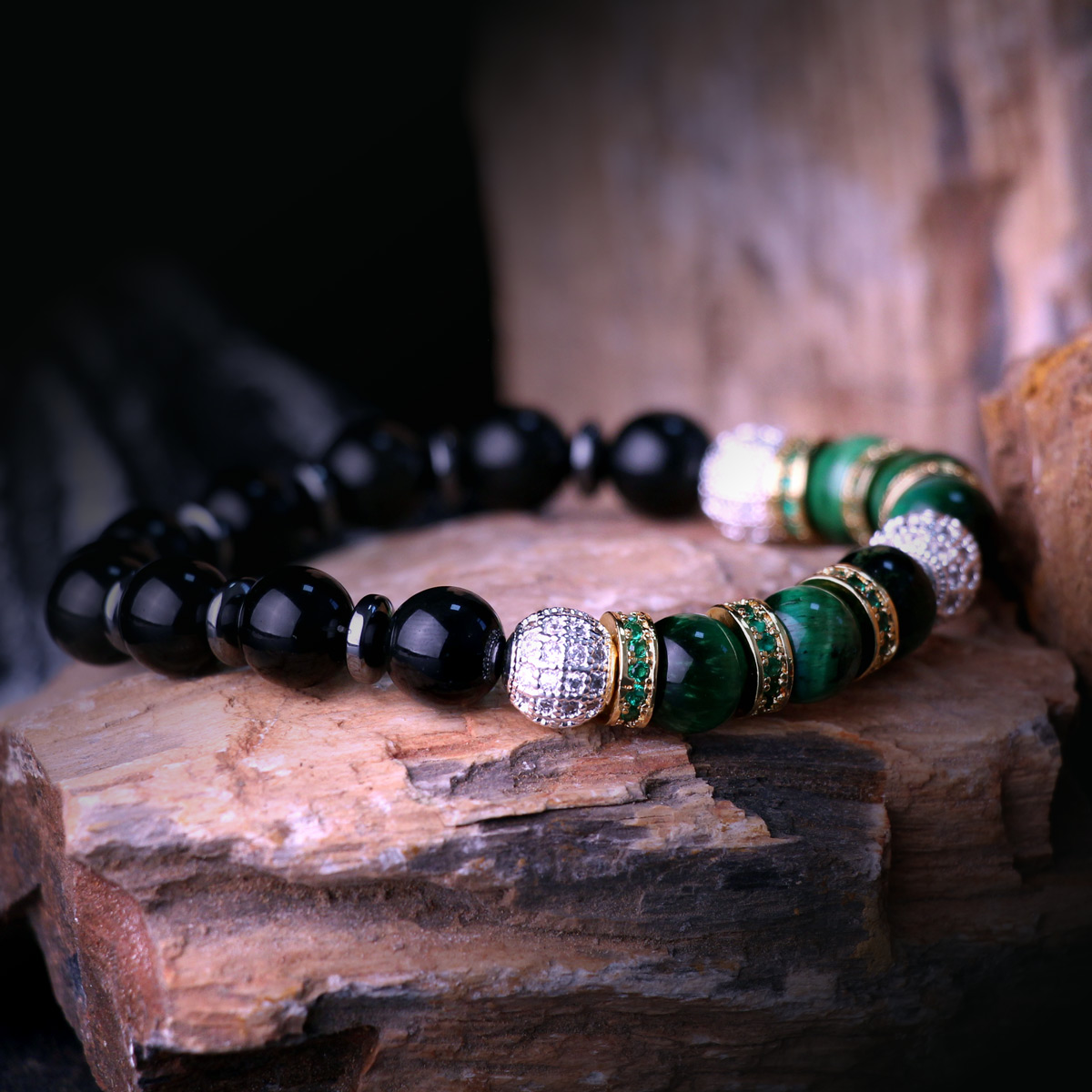 Obsidian and Tiger Eye Bracelet (8mm) - Image 4