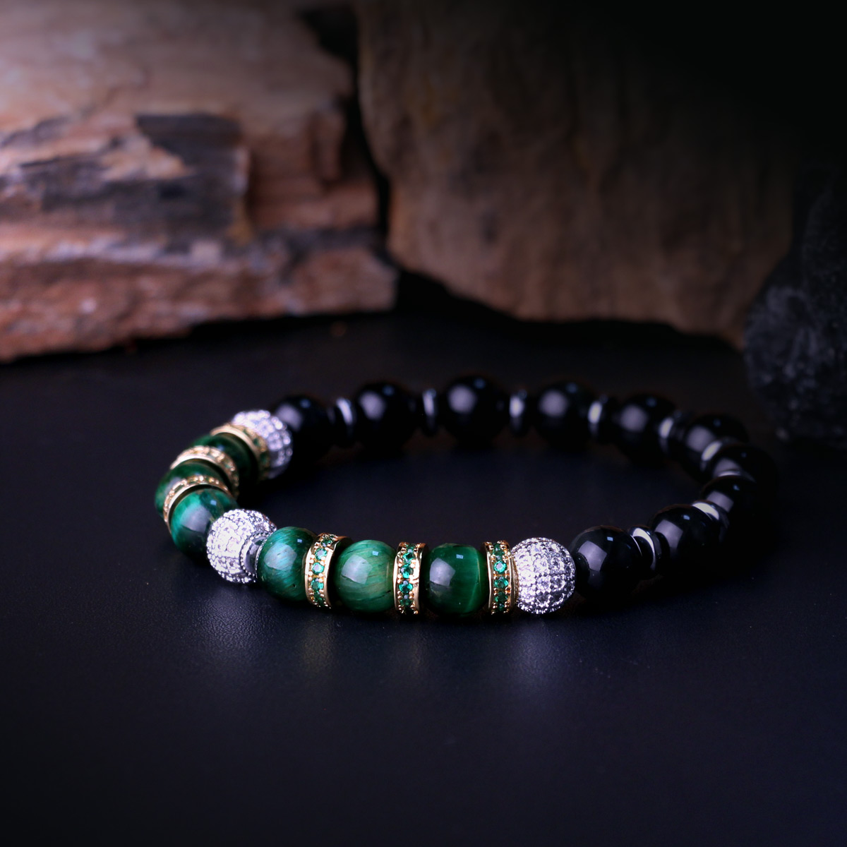 Obsidian and Tiger Eye Bracelet (8mm) - Image 5