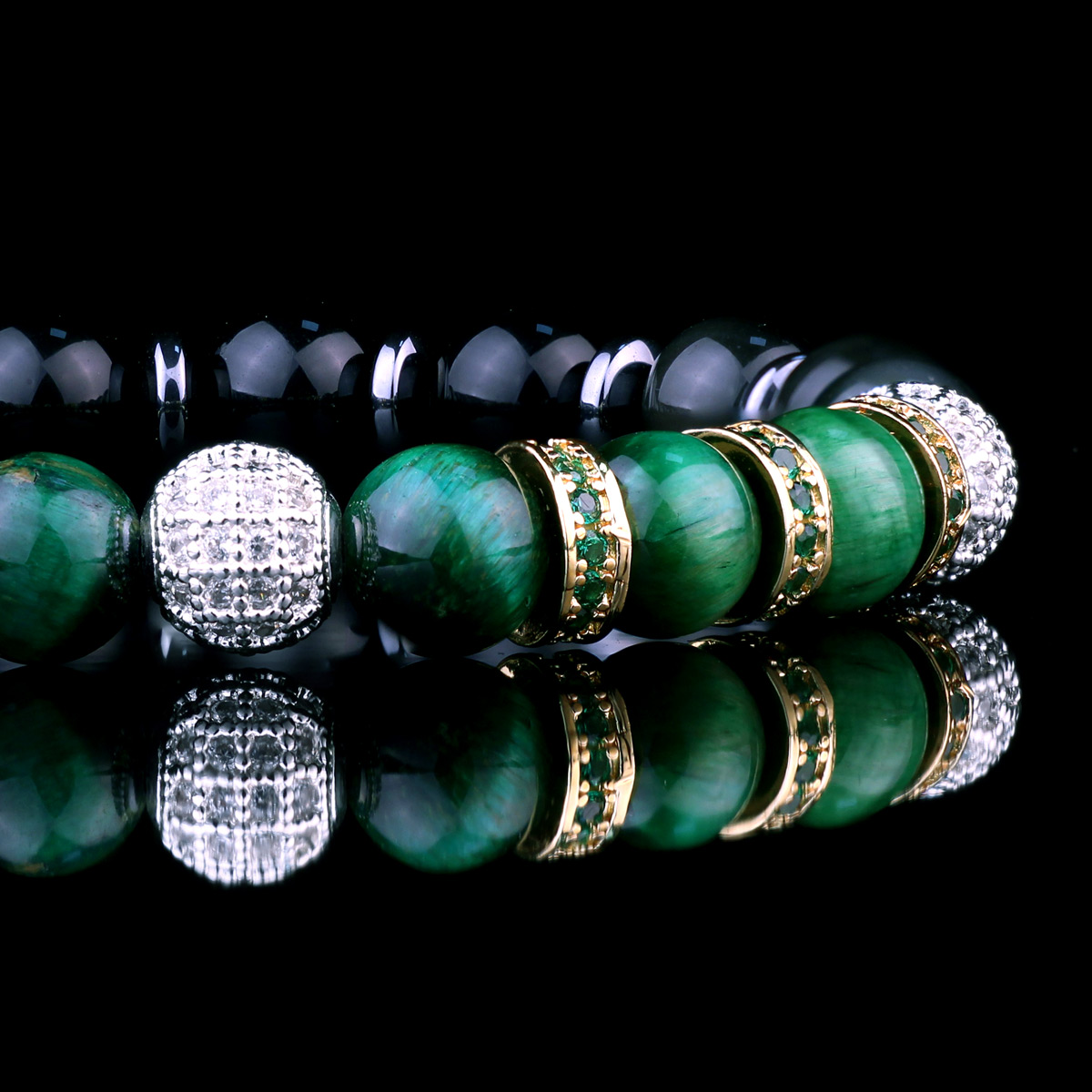 Obsidian and Tiger Eye Bracelet (8mm) - Image 2