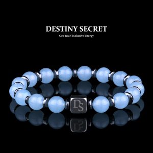Genuine Aquamarine 8mm Bead Men's Beaded Bracelet 01 Destiny Secret