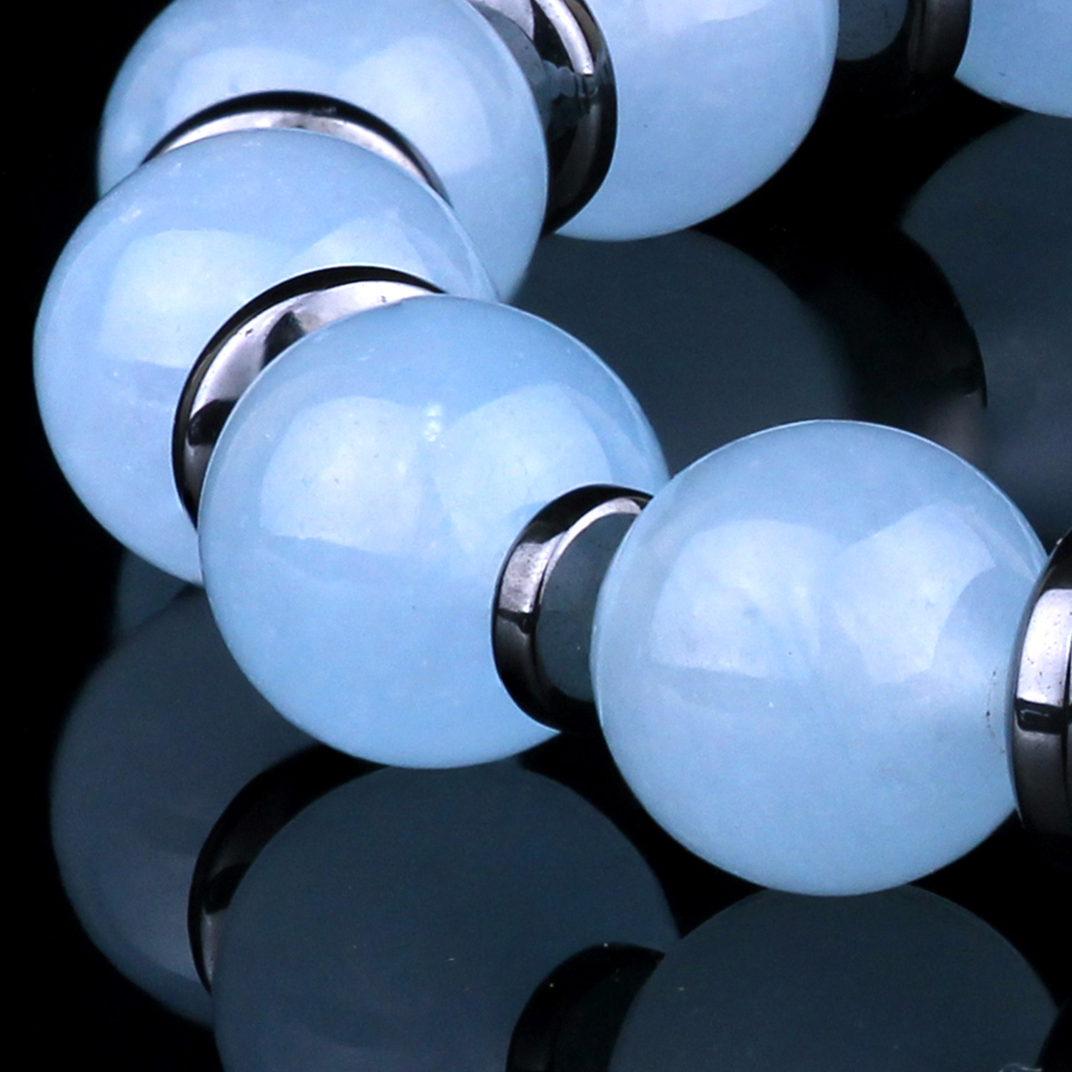 Genuine Aquamarine 8mm Bead Men's Beaded Bracelet 03 Destiny Secret
