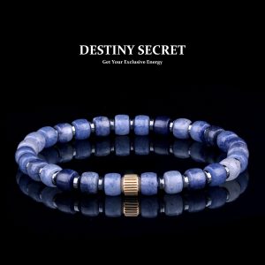 Genuine Blue Aventurine 6mm Bead Mens Beaded Bracelet 01 Destiny Secret