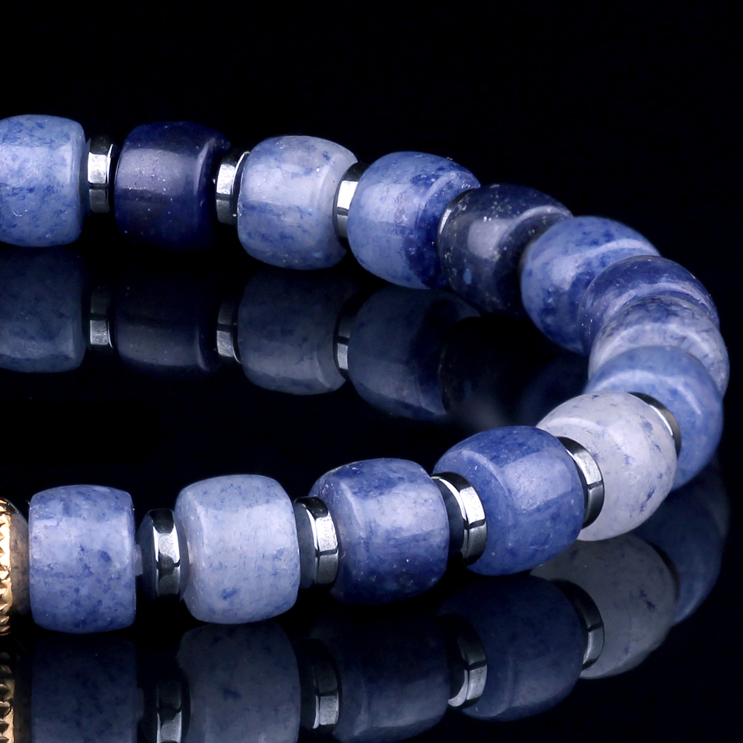 Genuine Blue Aventurine 6mm Bead Mens Beaded Bracelet 04 Destiny Secret