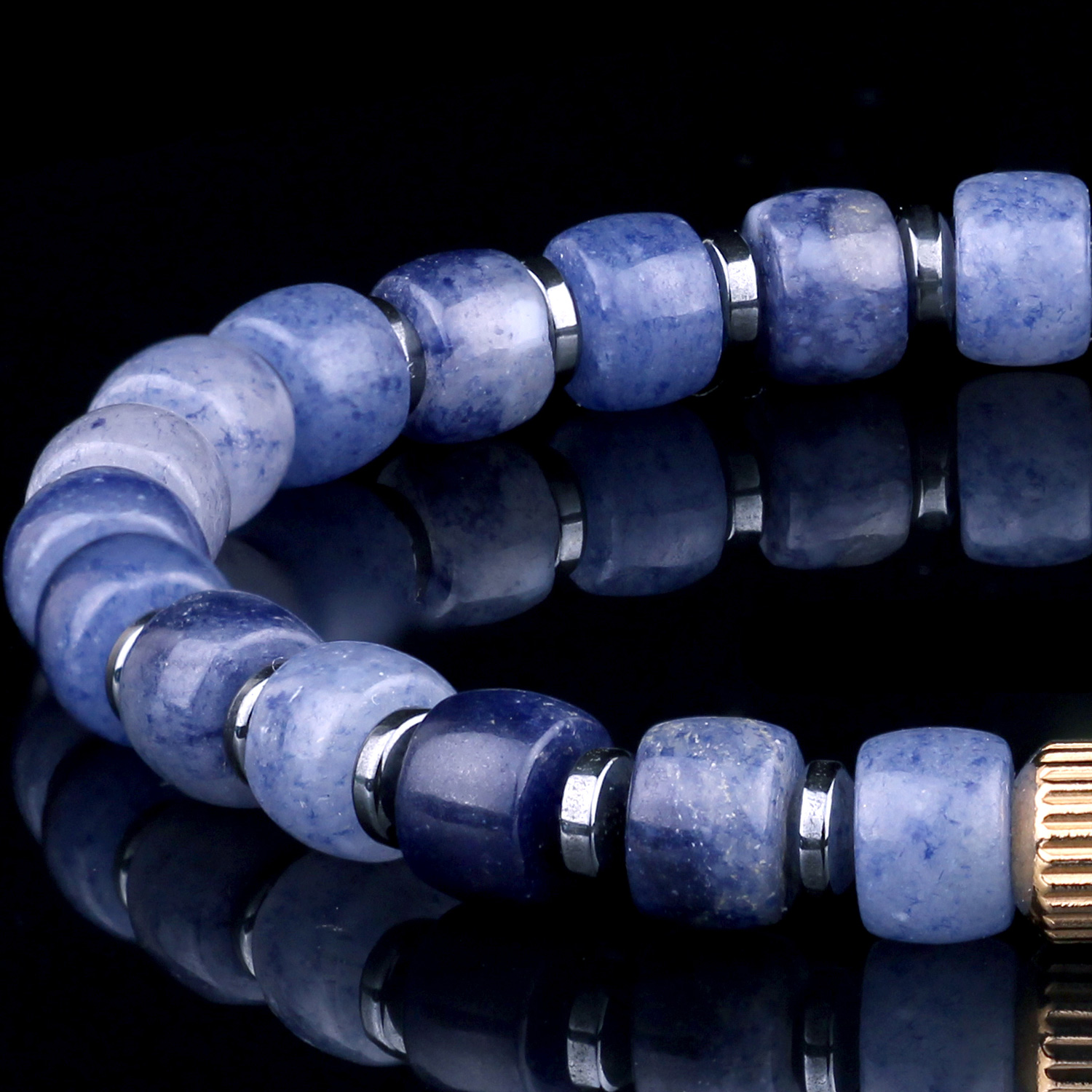 Genuine Blue Aventurine 6mm Bead Mens Beaded Bracelet 05 Destiny Secret