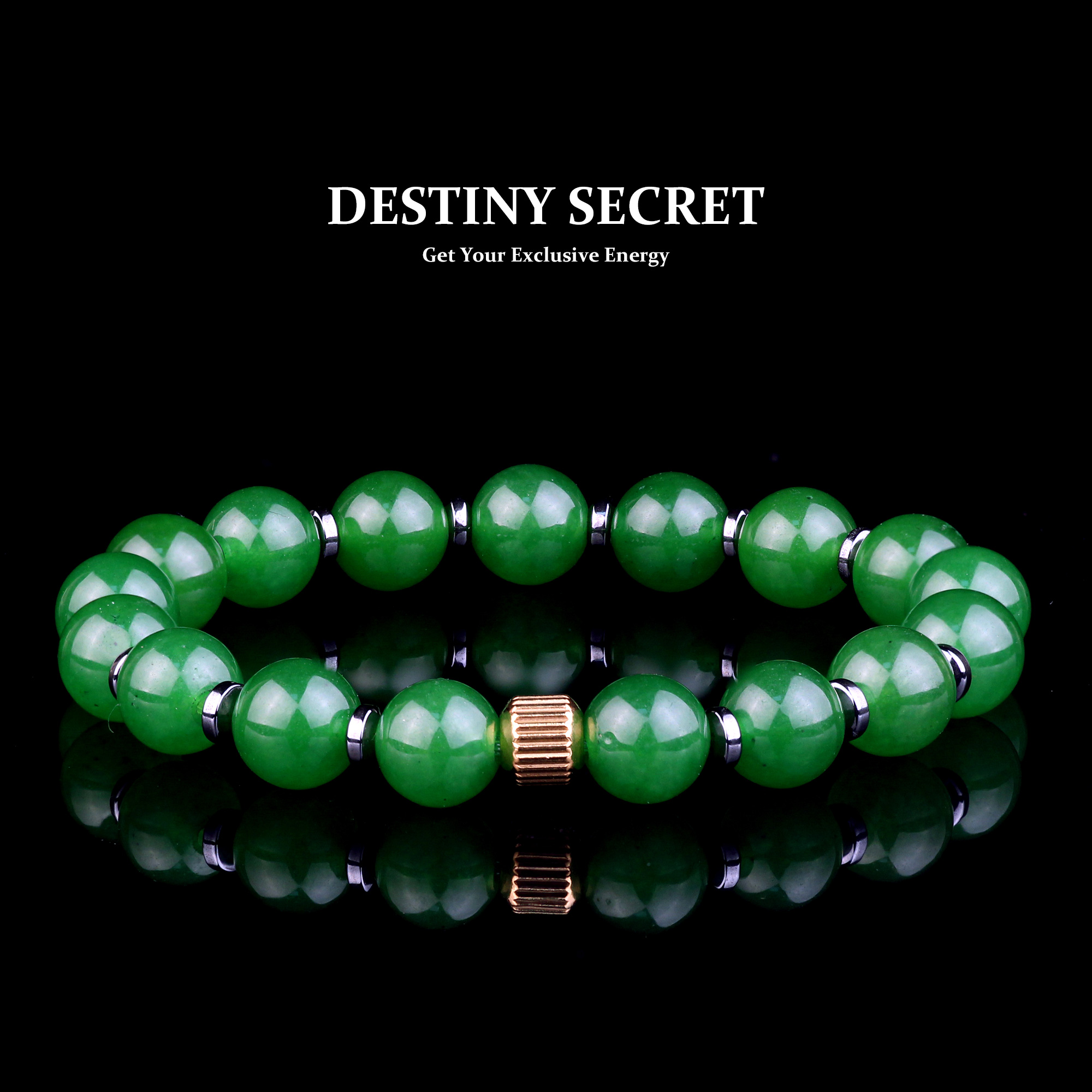 Genuine Classic Green Jade Bead Bracelet for men and women Destiny Secret