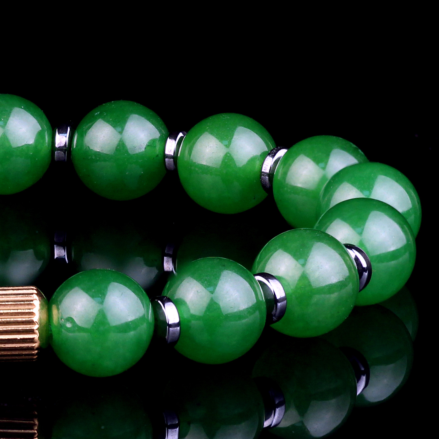 Genuine Classic Green Jade Bead Bracelet for men and women Destiny Secret
