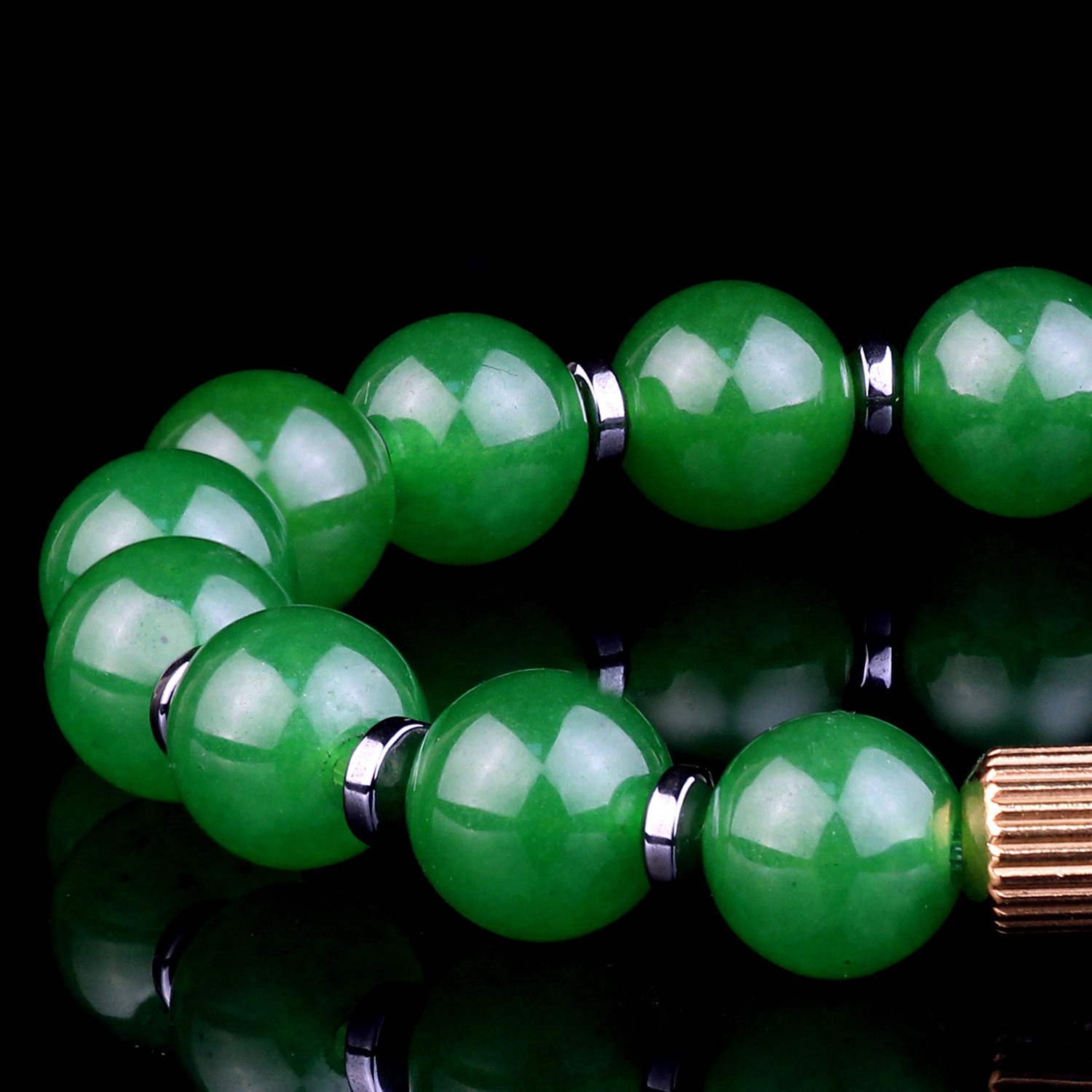 Genuine Classic Green Jade Bead Bracelet for men and women Destiny Secret