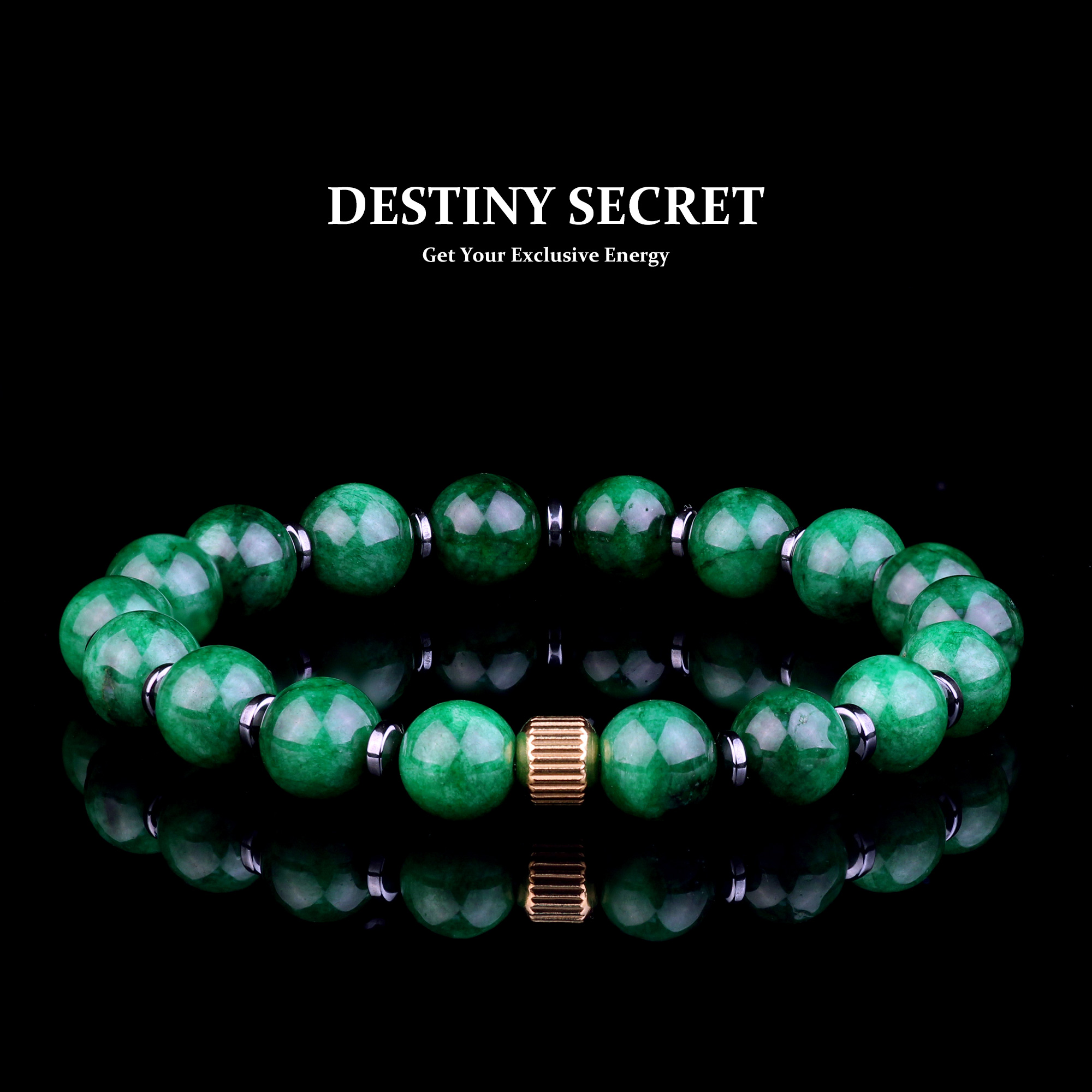 Genuine Dark Green Jade Bead Bracelet for men and women Destiny Secret