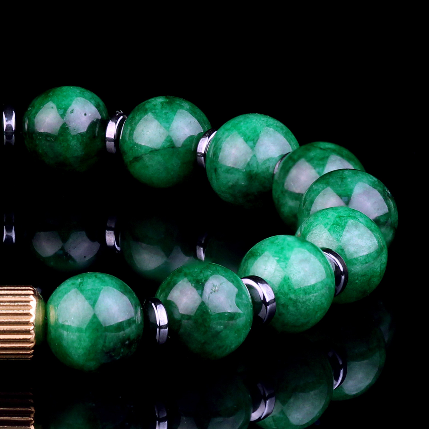 Genuine Dark Green Jade Bead Bracelet for men and women Destiny Secret