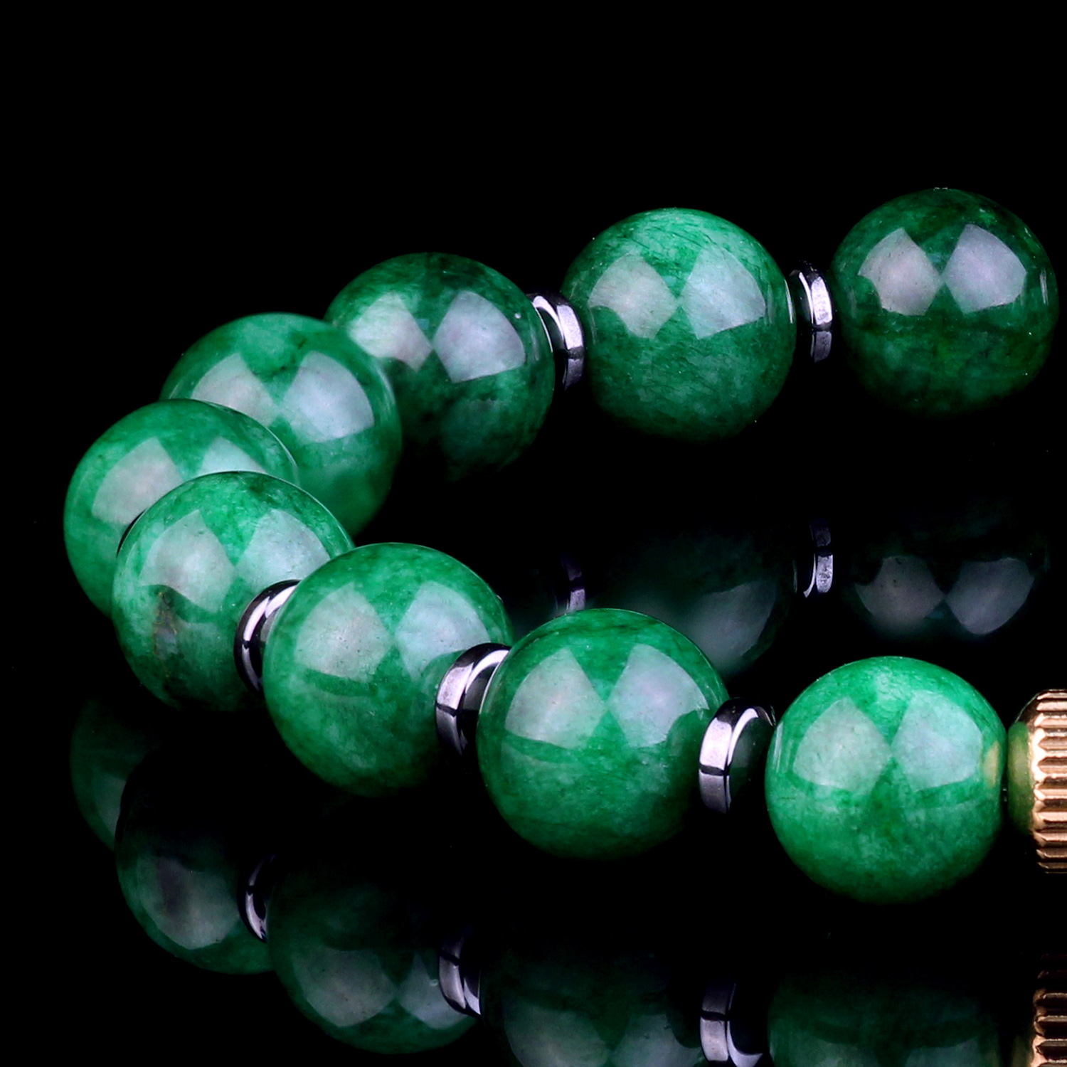 Genuine Dark Green Jade Bead Bracelet for men and women Destiny Secret