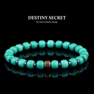 Genuine Green Turquoise 7mm Bead Men's Beaded Bracelet 01 Destiny Secret