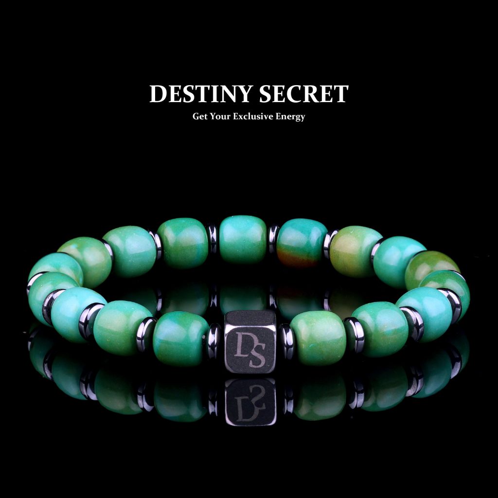 Genuine Green Turquoise 9mm Beads Men's Beaded Bracelet 01 Destiny Secret