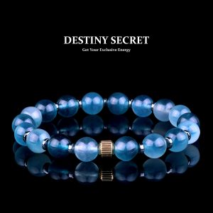 Genuine Ice Blue Jade Bead Bracelet for men and women Destiny Secret