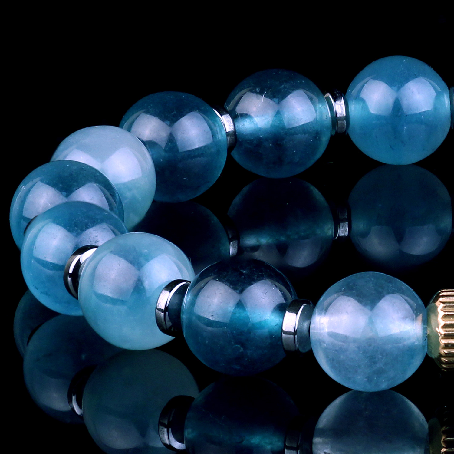 Genuine Ice Blue Jade Bead Bracelet for men and women Destiny Secret