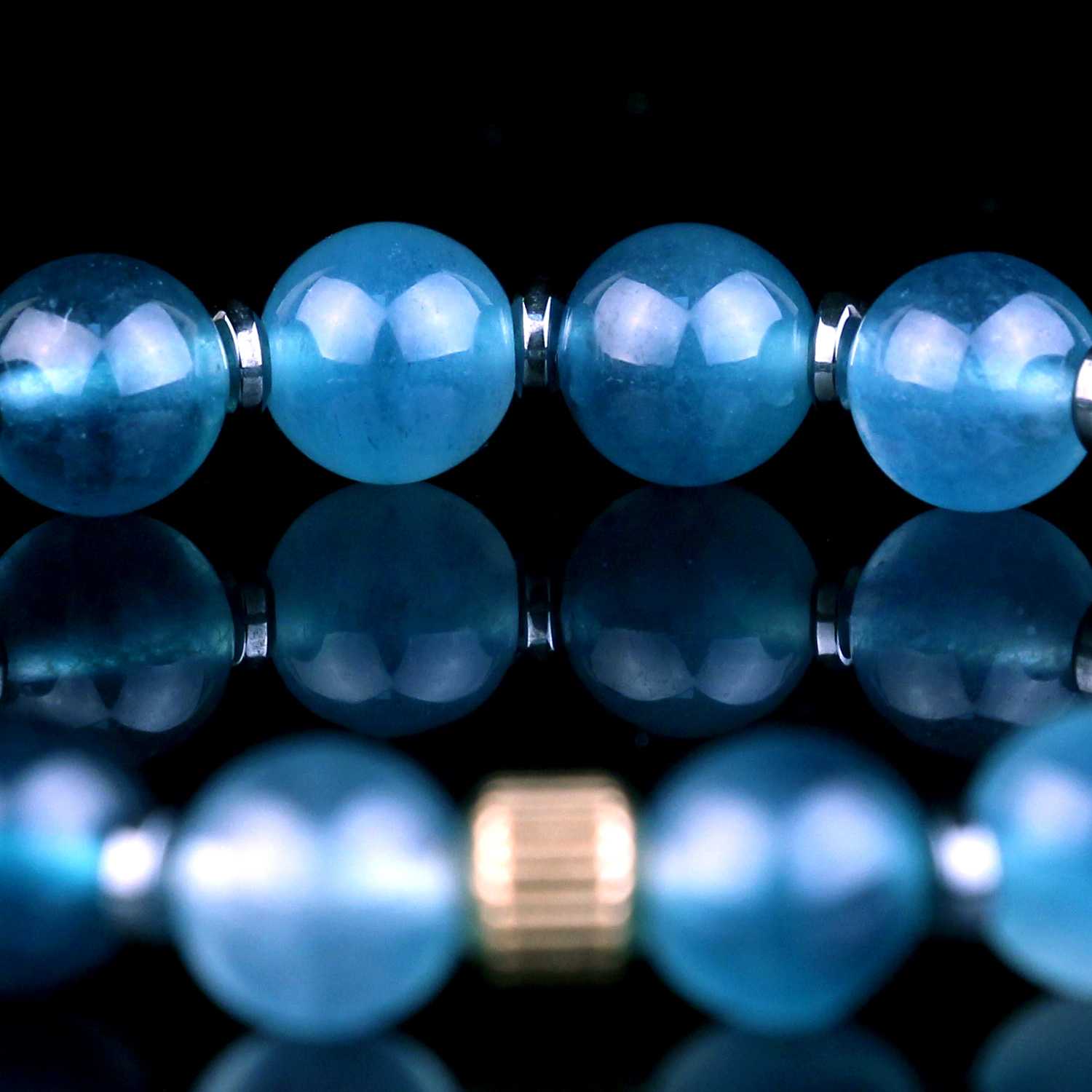 Genuine Ice Blue Jade Bead Bracelet for men and women Destiny Secret