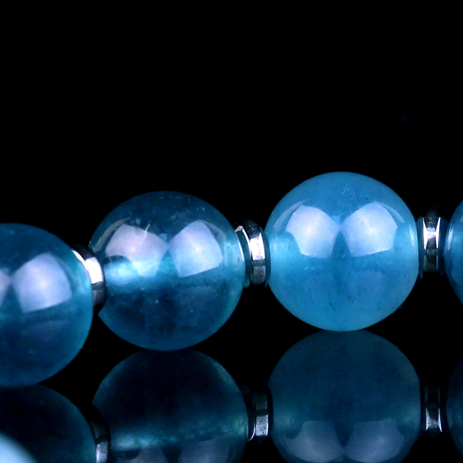 Genuine Ice Blue Jade Bead Bracelet for men and women Destiny Secret