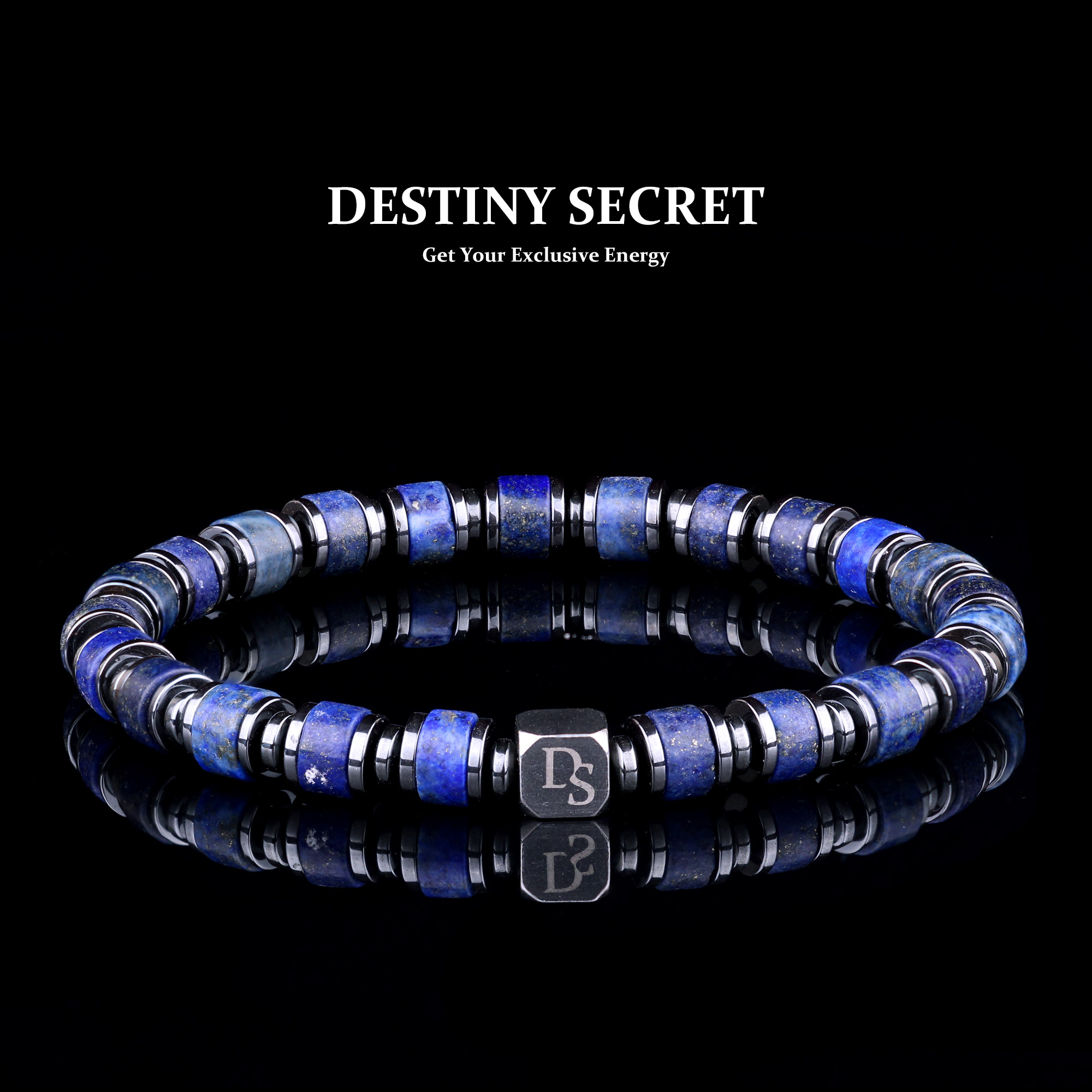 Genuine Lapis Lazuli 6mm Bead Men's Beaded Bracelet 01 Destiny Secret