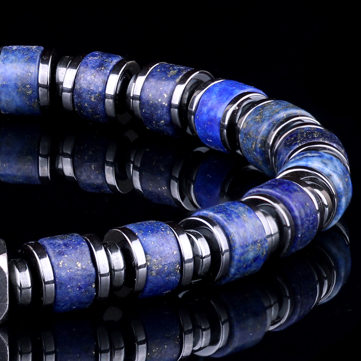 Genuine Lapis Lazuli 6mm Bead Men's Beaded Bracelet 02 Destiny Secret