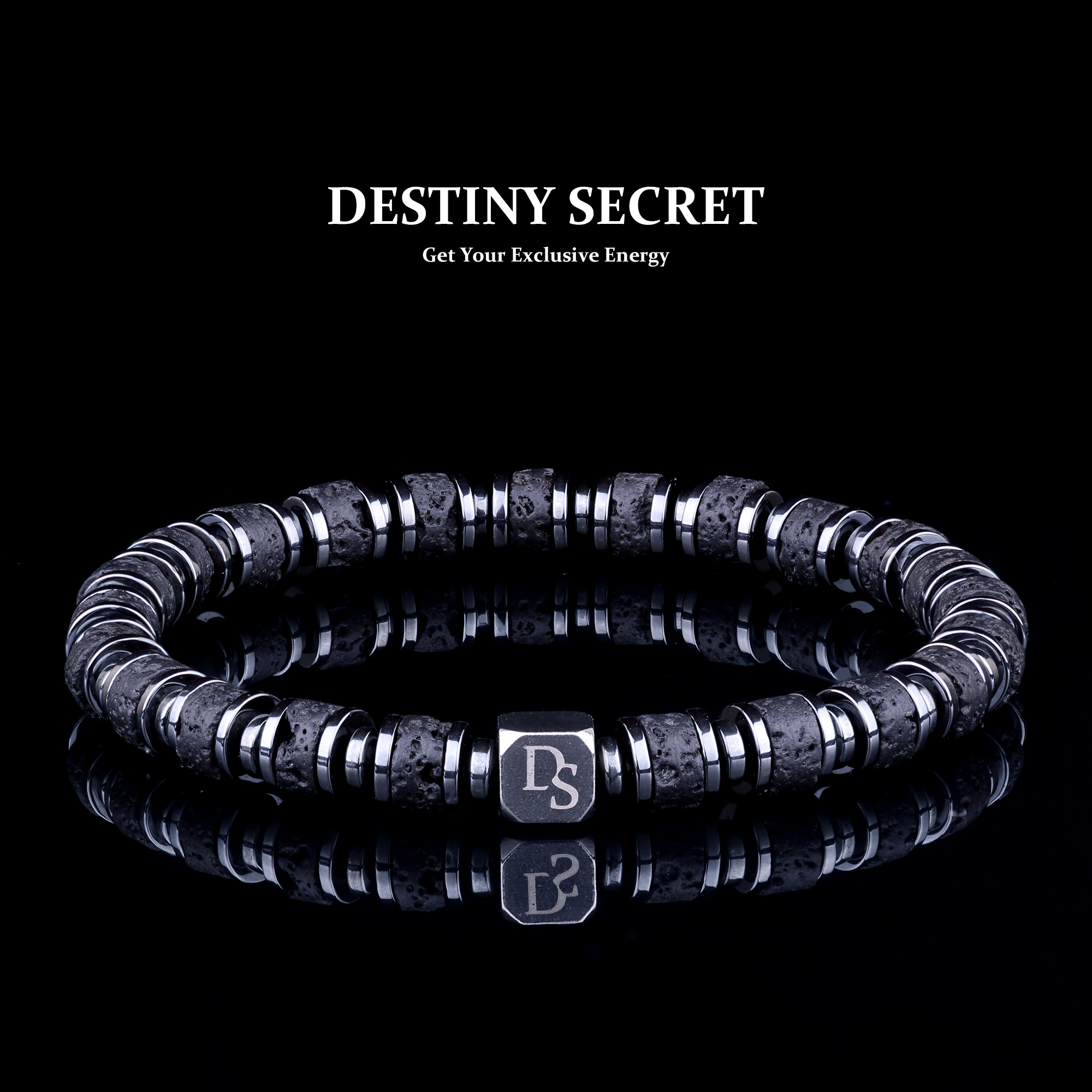 Genuine Lava Stone 6mm Bead Men's Beaded Bracelet 01 Destiny Secret