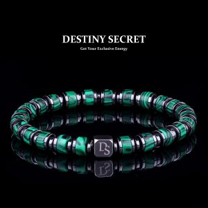 Genuine Malachite 6mm Bead Men's Beaded Bracelet 01 Destiny Secret