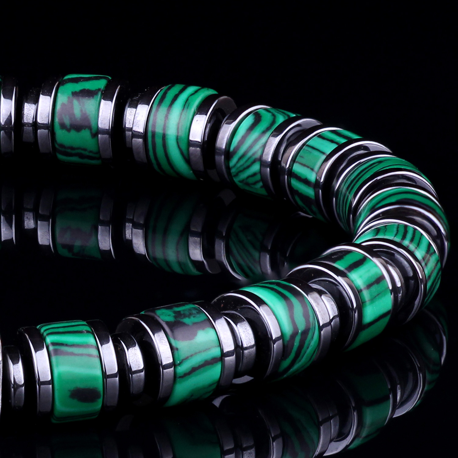 Genuine Malachite 6mm Bead Men's Beaded Bracelet 04 Destiny Secret