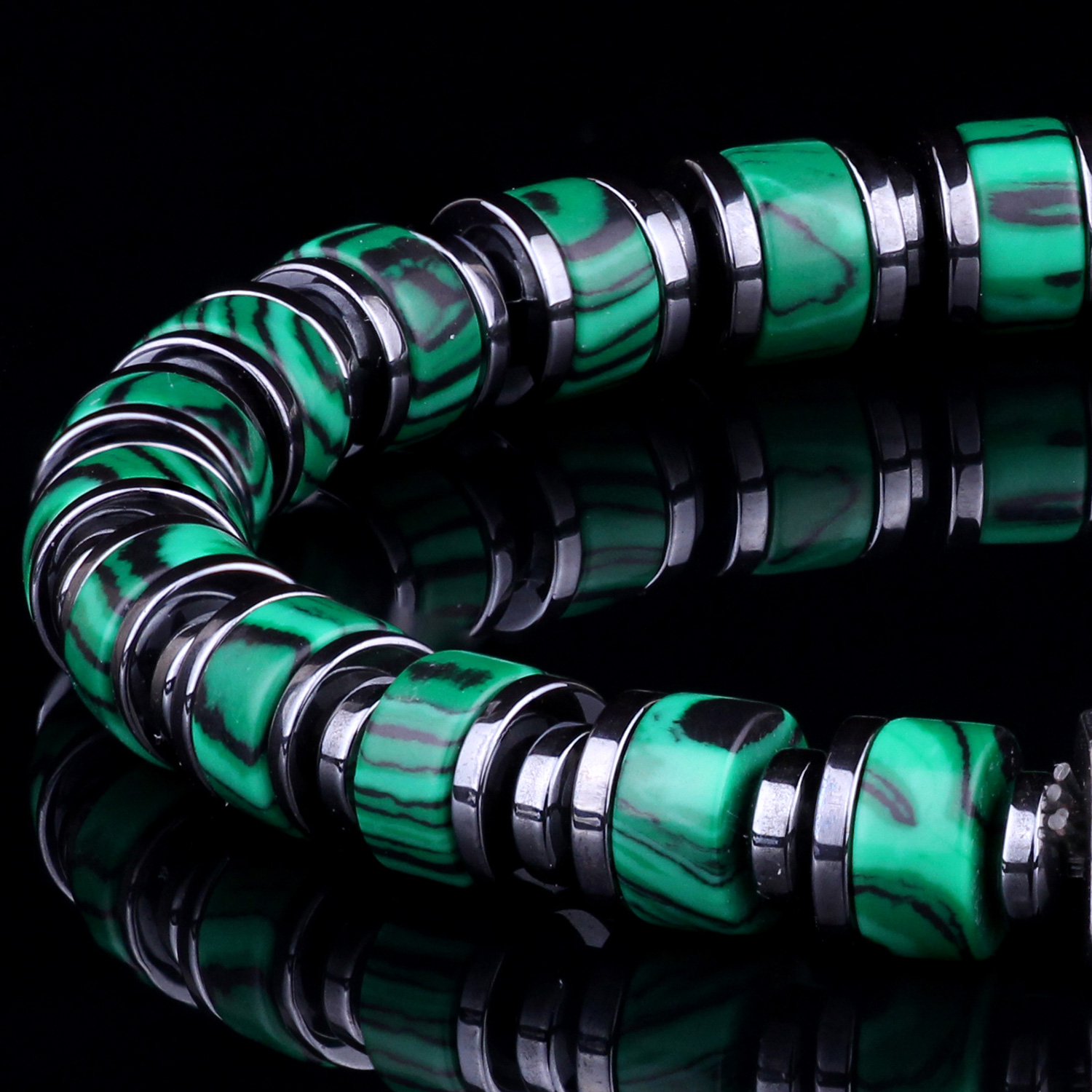 Genuine Malachite 6mm Bead Men's Beaded Bracelet 05 Destiny Secret