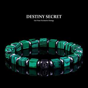 Genuine Malachite 6mm Cube Bead Men's Beaded Bracelet 01 Destiny Secret