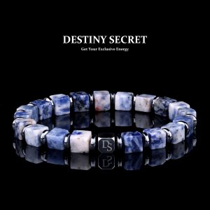 Genuine Sodalite 6mm Cube Bead Bracelet for men and women Destiny Secret