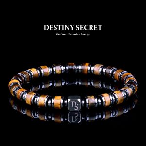 Genuine Tiger Eye 6mm Beads Men's Beaded Bracelet 01 Destiny Secret