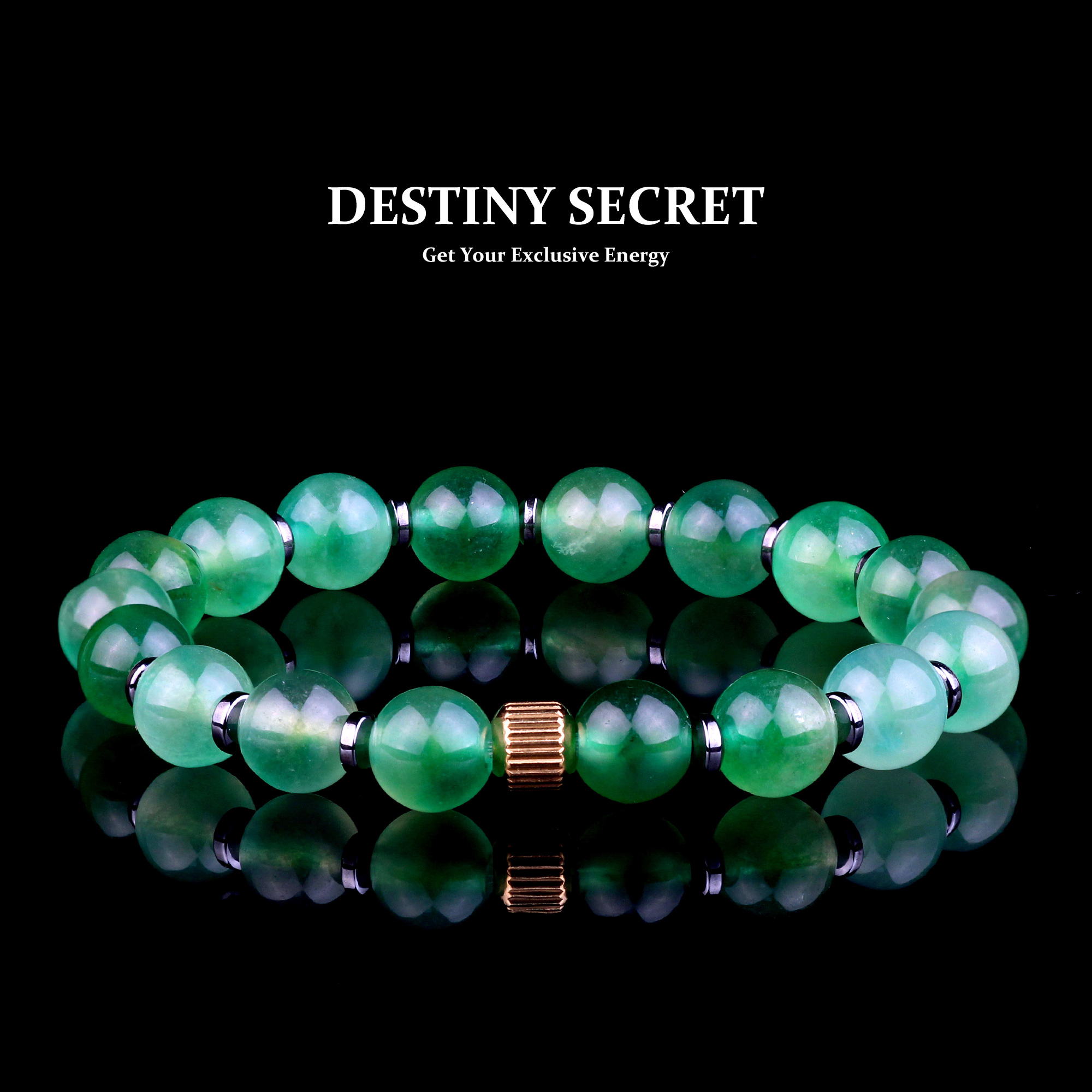 Genuine Vibrant Green Jade Bead Bracelet for men and women Destiny Secret