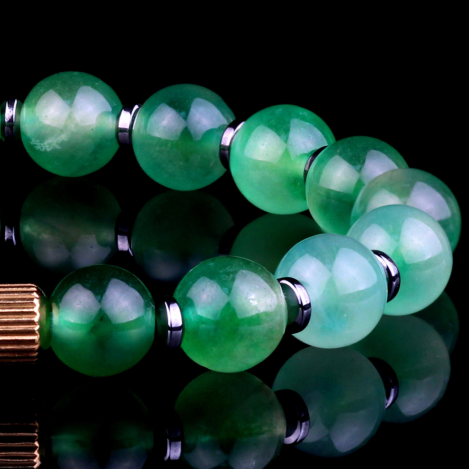 Genuine Vibrant Green Jade Bead Bracelet for men and women Destiny Secret