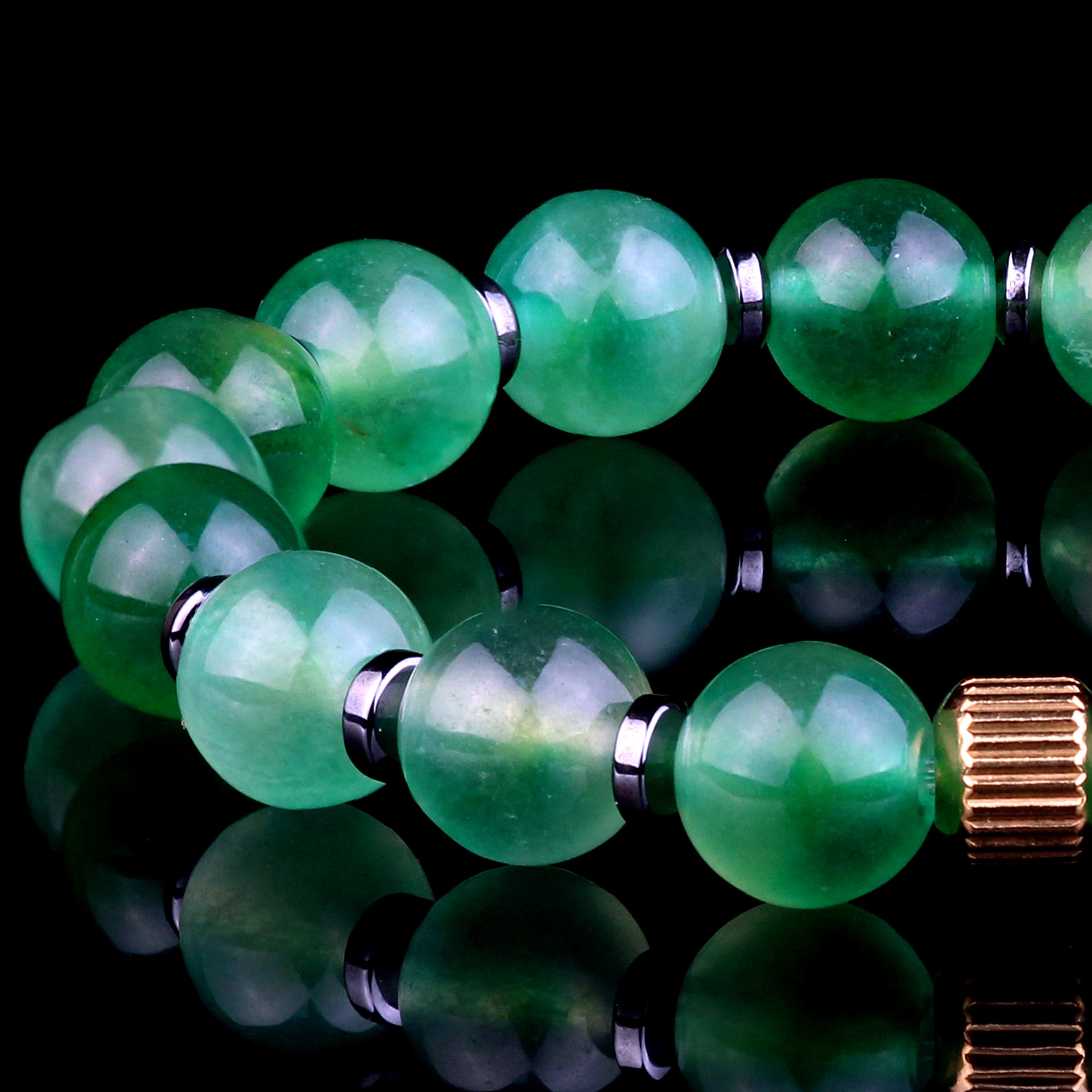 Genuine Vibrant Green Jade Bead Bracelet for men and women Destiny Secret