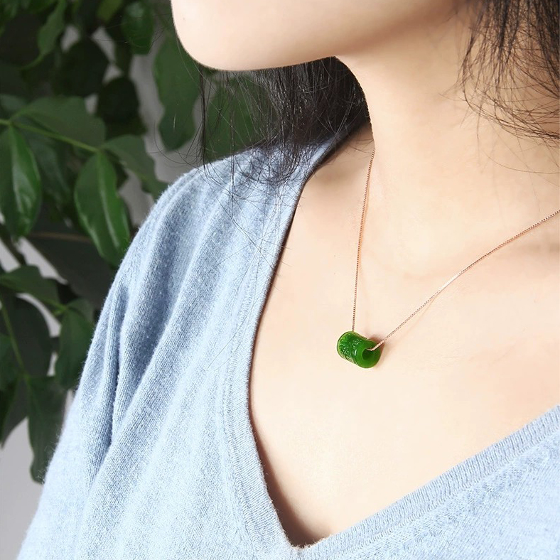 Burmese Jade Carved Pendant Necklace - Image 6