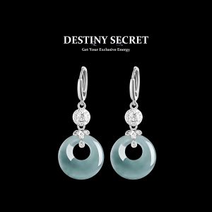 Icy Blue Burmese Jade Hoop S925 Silver Earrings