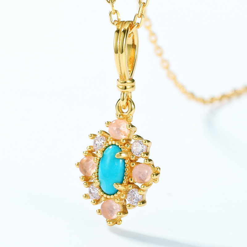 Turquoise S925 Silver Pendant Necklace - Image 2