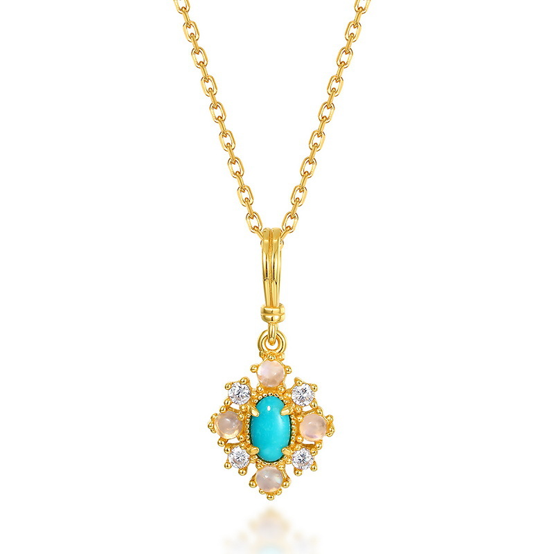 Turquoise S925 Silver Pendant Necklace - Image 4