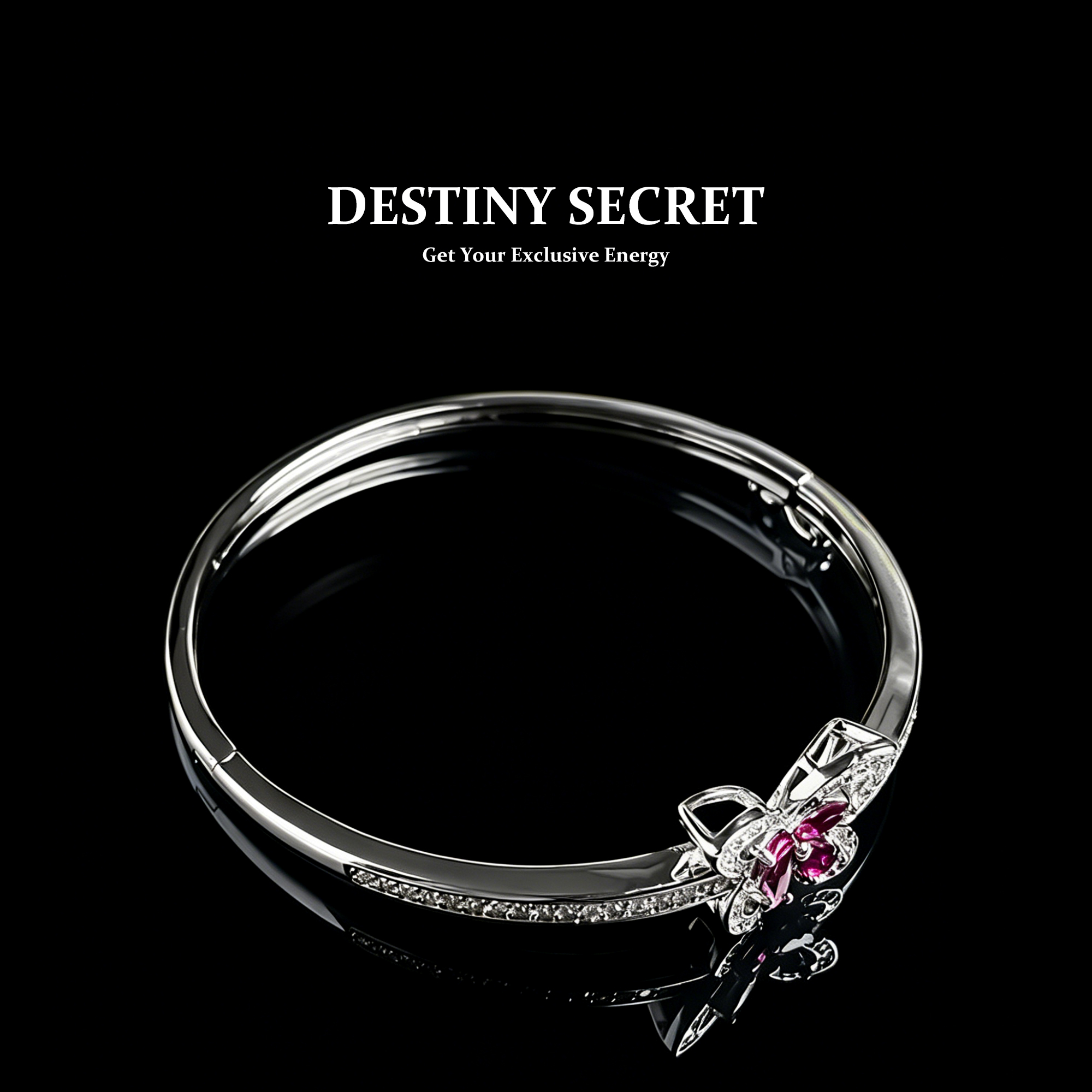 Butterfly Rose Red Gemstone Women's Bangle Bracelet 01 Destiny Secret