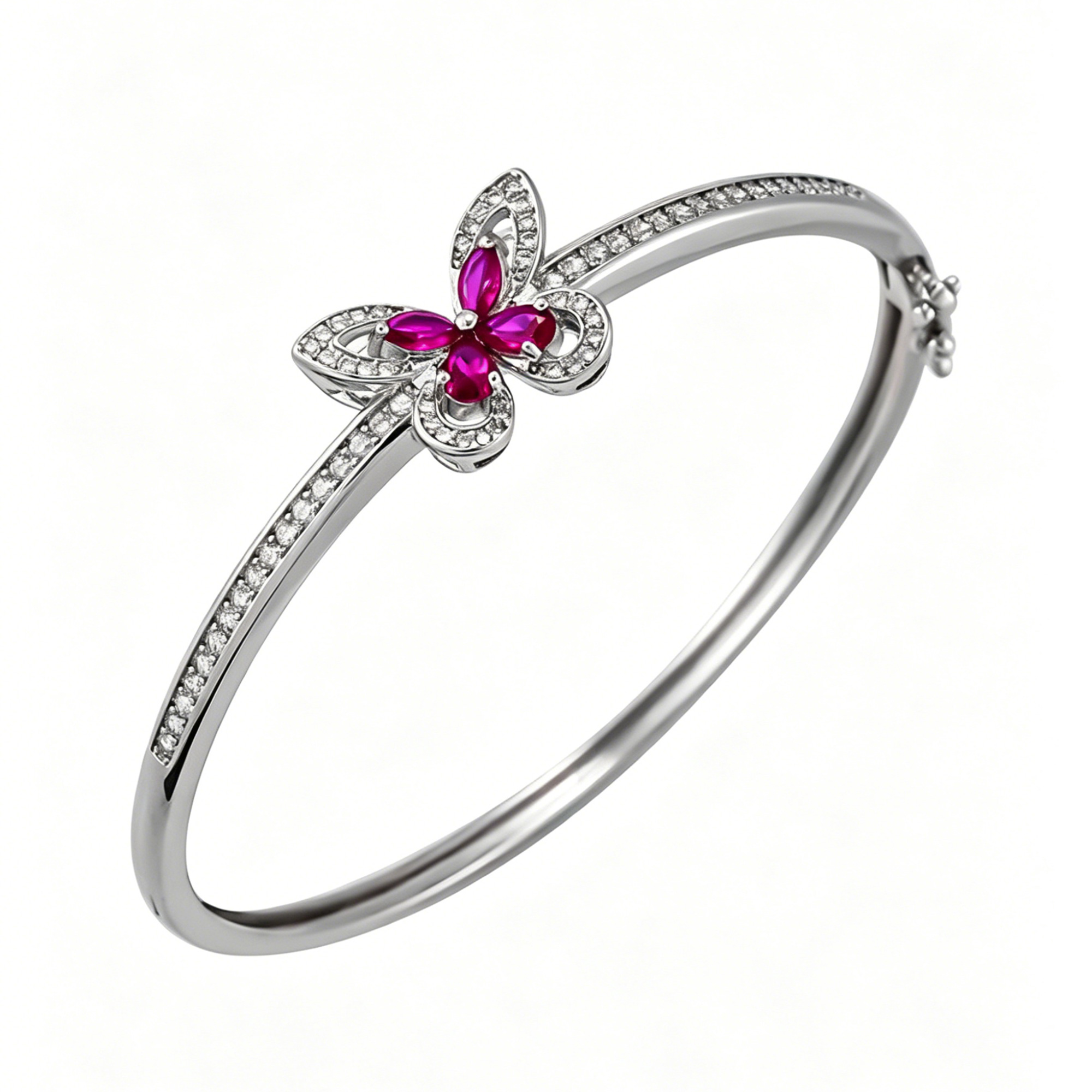 Butterfly Rose Red Gemstone Women's Bangle Bracelet 05 Destiny Secret