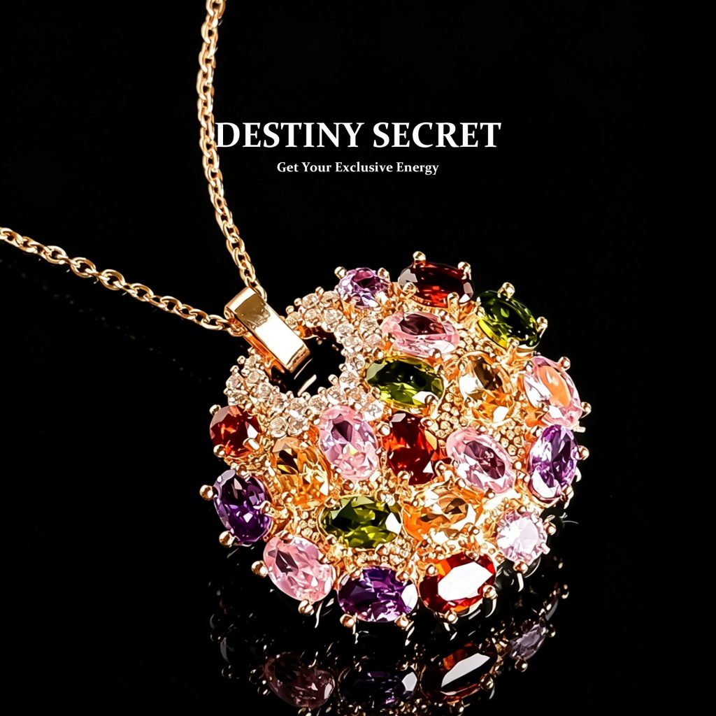 Colorful Rainbow Gemstone Pendant Women's Necklace 01 Destiny Secret