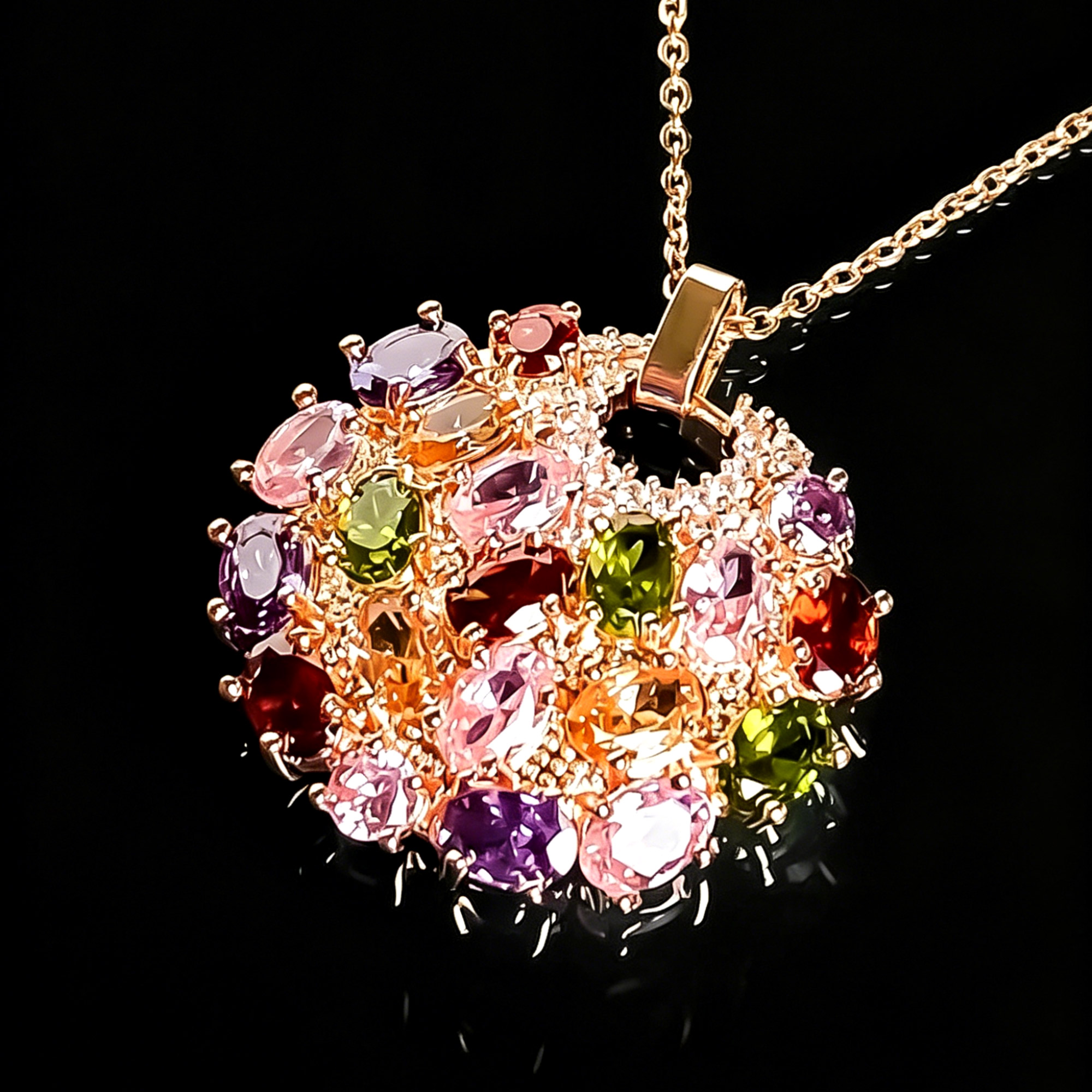 Colorful Rainbow Gemstone Pendant Women's Necklace 04 Destiny Secret